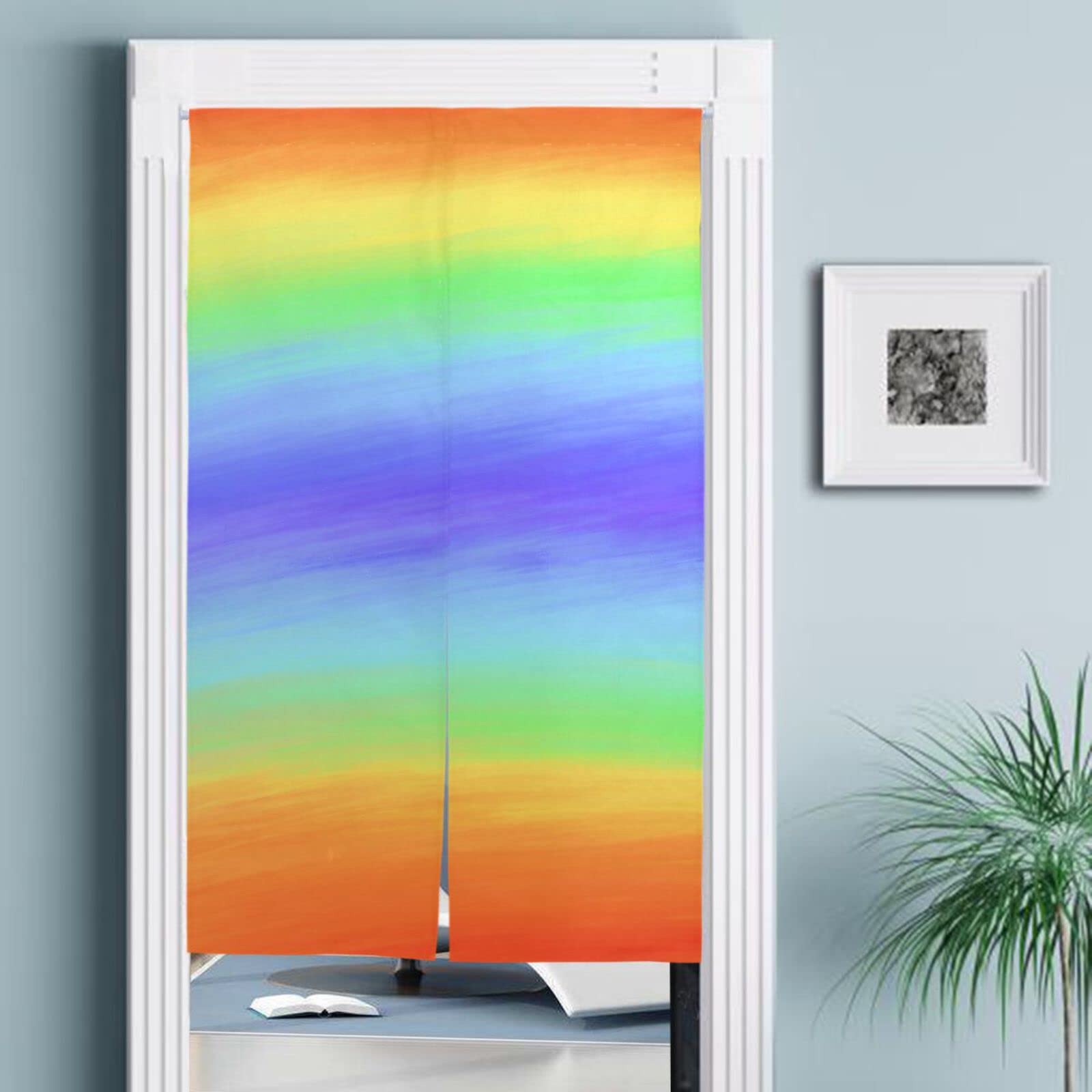 Amazon｜のれん かわいい 暖簾 レインボー 虹色 おしゃれ 目隠し