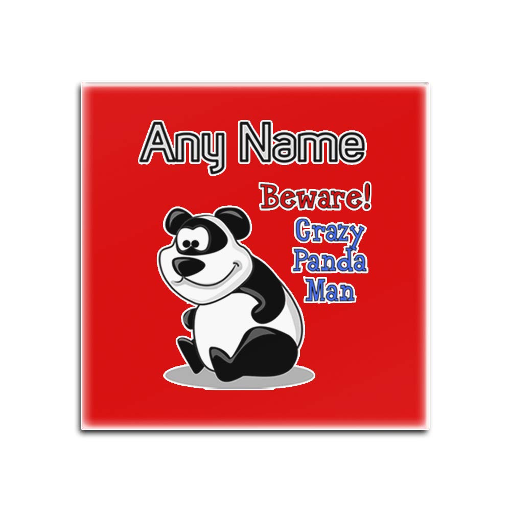 Dessous de verre Panda personnalisable en verre : le cadeau carré rouge idéal