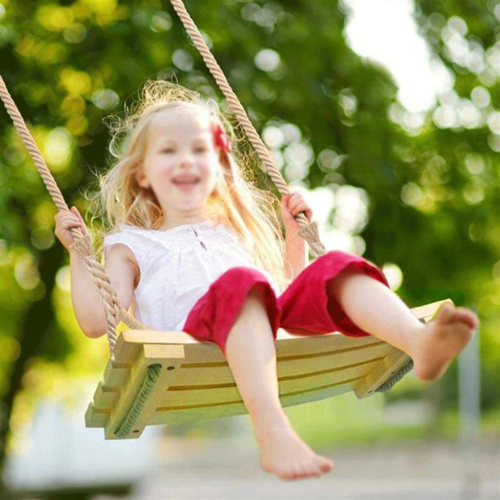 Wooden Swing Seat with Rope Nostalgic Children to Adult Hanging Swings Adjustable Indoor