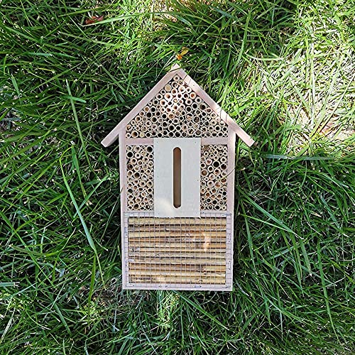 ANCLLO Großes Bienenhaus Hotel Schmetterlingshäuser Outdoor Multi Qualität natur Holz Insektenhotels - Zum Aufhängen… – Bild 6