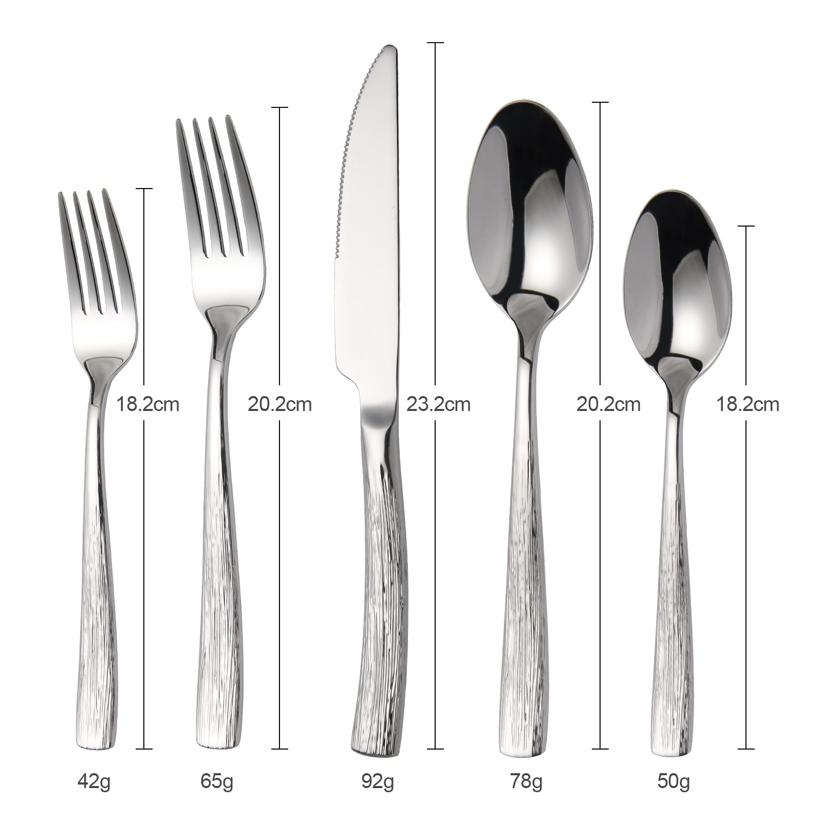 Ménagère 30 pièces pour 6 personnes, ensemble de couverts en acier inoxydable, ensemble de couverts poli miroir, vaisselle avec couteaux, fourchettes et cuillères (Argenté)