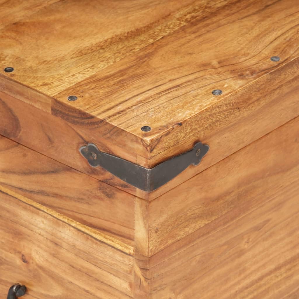 Skrzynia z litego drewna akacjowego, 90 x 40 x 40 cm, z zamykaną pokrywą, stabilna skrzynia do siedzenia i miejsce do przechowywania do salonu, sypialni, korytarza, skrzyni na pranie i skrzyni na