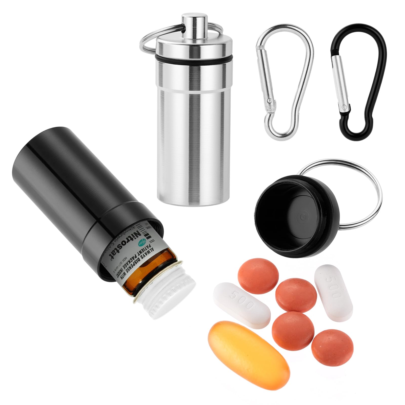 Amazon.com: Keychain Pill Holder for Nitroglycerin, 2 Pack Mini