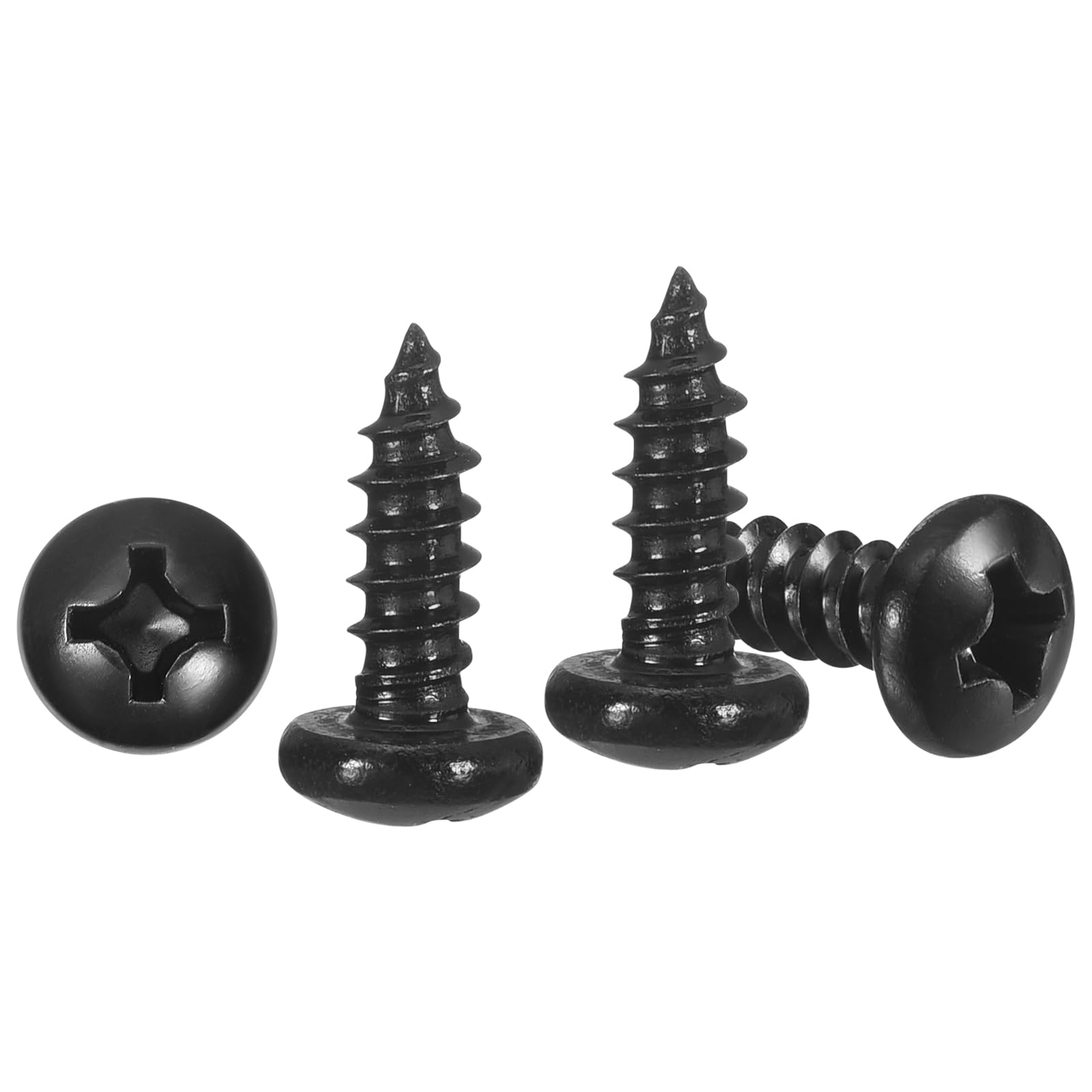 METALLIXITY Phillips Pan Head Self Tapping Screws(#6x3/8") 100Pcs, 304 Stainless Steel Self Drilling Screw for Metal Wood Plastic, for Cabinet Wall Shutter Plate Rock Furniture, Black