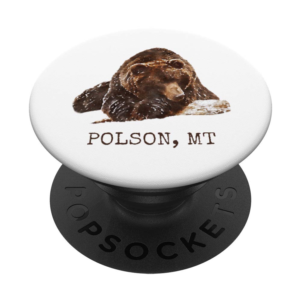Polson, MT Brown Grizzly Bear In Snow Montana Gift PopSockets Swappable PopGrip