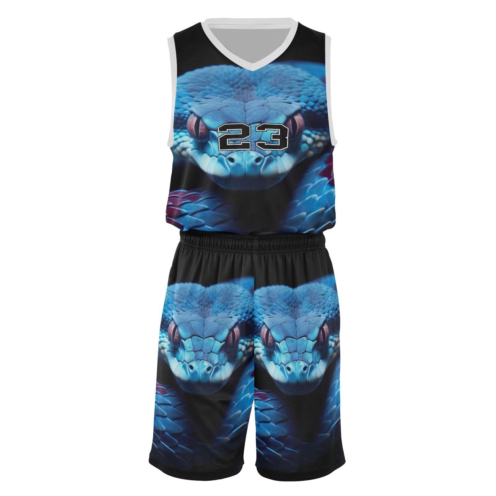 FLildon Wild Snake Boys Basketball Jersey Set Tank Top Shorts Tracksuit Sport Training Suit for Kids, M