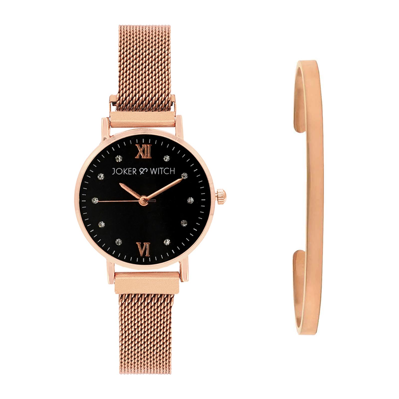 Joker & Witch Stainless Steel Women Passion Fruit Analog Watch Bracelet Stack Combo, Black Dial, Rose Gold Band (B0C7L9KXL3) Amazon Price History, Amazon Price Tracker