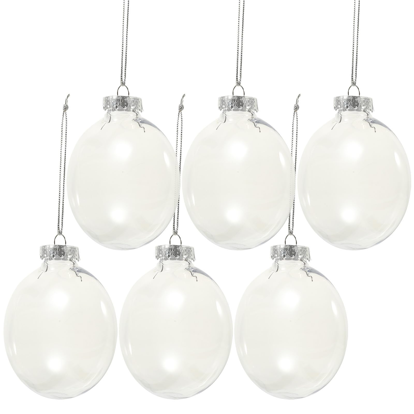 Kichvoe 6 Adornos de Bola Rellenable para Decoración de Árbol de Navidad, Bolas Colgantes Transparentes de Pet Resistente, Personalizables para Fiestas y Hogar