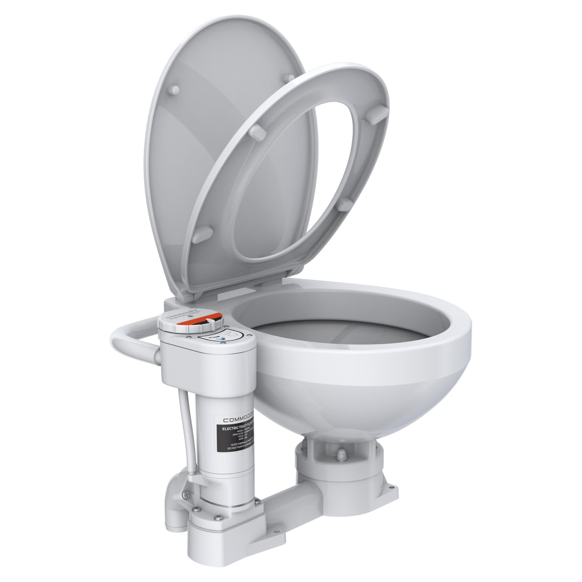 COMMODORE CM2RMT Electric Marine Toilet – Regular Size | Twist Flush, Soft-Close Seat, Built-In Macerator, Corrosion-Resistant Ceramic Bowl, 12V