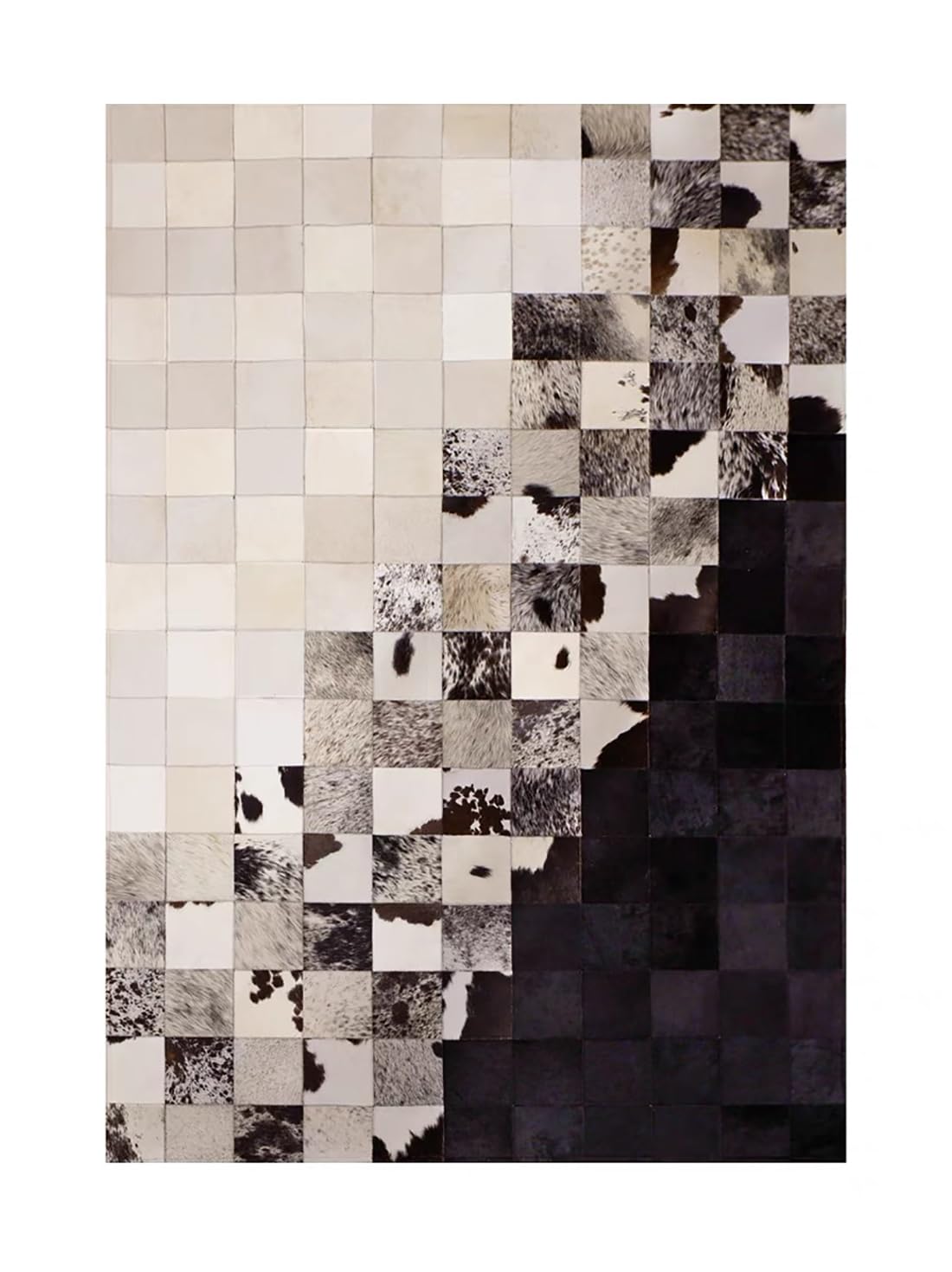 R&RENXIA Tapis Patchwork en Fourrure de Vache Tapis en Peau de Vache véritable Tapis imprimé Vache Premium pour Chambre dortoir Salle à Manger Salon décor Occidental,90×120cm