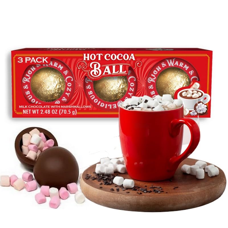 Bombas Bolas de Chocolate y sus Chamallow Marshmallow para derretir en una taza de café o chocolate caliente. Estuche gourmand y original para café y chocolate caliente