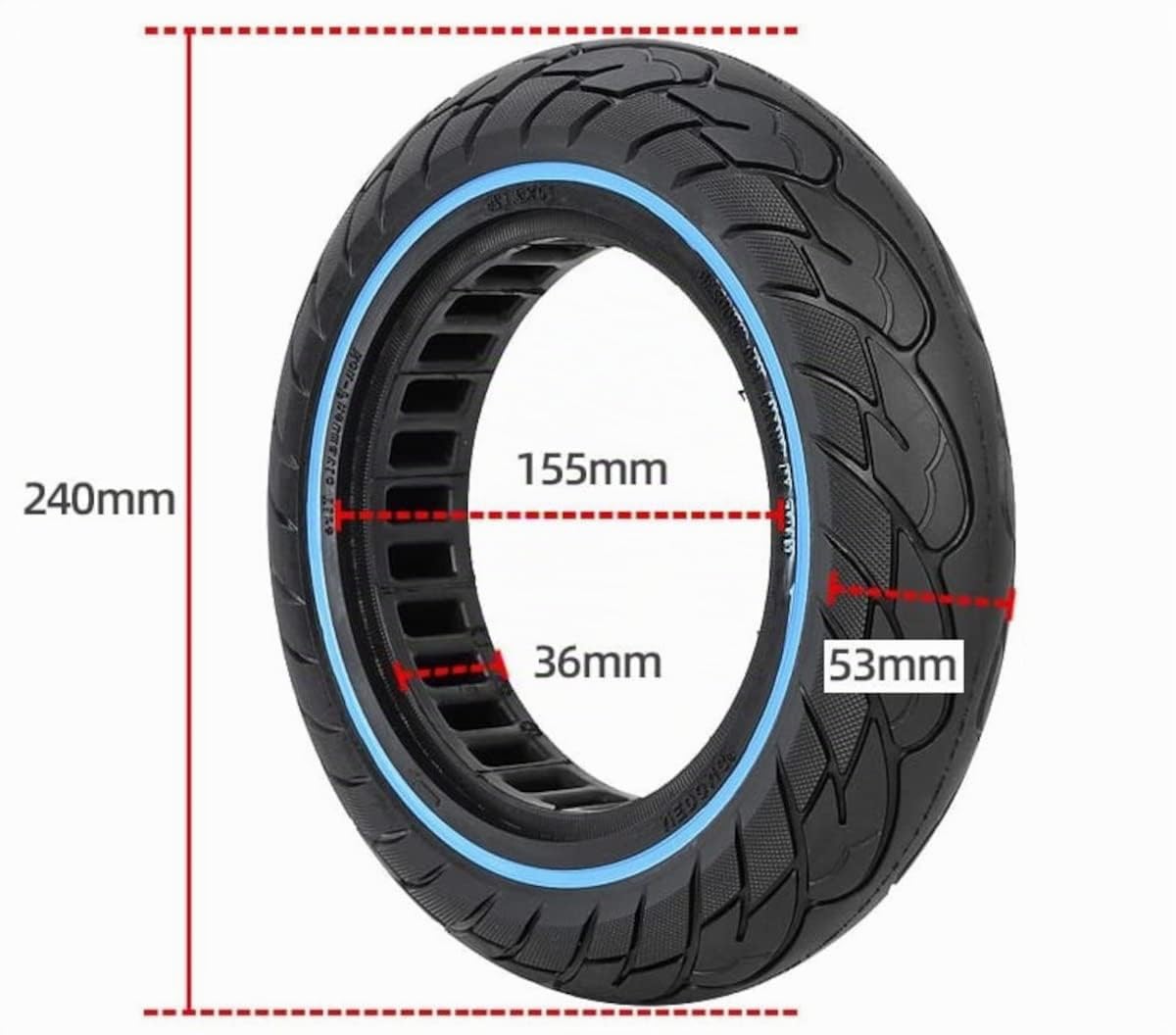 2 Ruote Piene 10x2.125 per Monopattino Elettrico – Gomma Piena Antiforatura Ammortizzata Anti Scivolo, Pneumatico Solido 10" Compatibile con Vivobike M-V30, Ninebot F40 (Blu 2pz+leva)