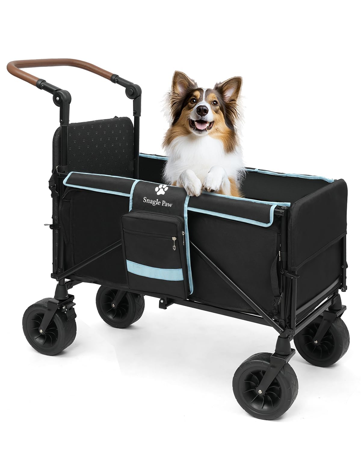 Snagle Paw Hundewagen für mittelgroße bis zu 200 lb| Geländegängiger, klappbarer großer Haustierwagen mit Rampe und Heckklappe, Hundewagen mit verstellbarem Griff und Ein-Schritt-Bremse