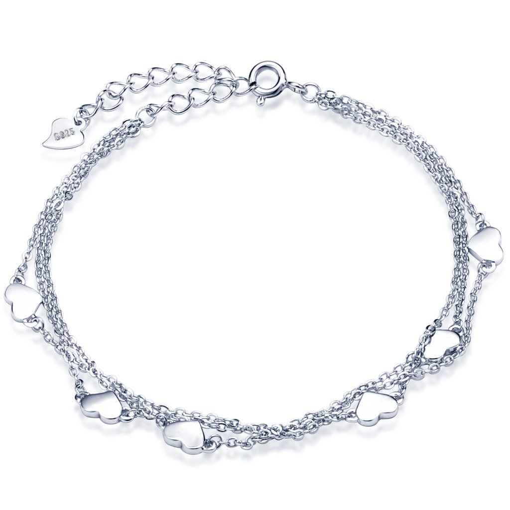 Unendlich U Infinite U - Pulsera de plata de ley 925 para mujer, cadena multicapa, pulsera de cadena ajustable, regalo de cumpleaños de Navidad, oro rosa/plata