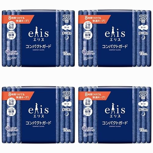 【4個セット】コンパクトガード 多い夜用 羽つき 29cm 15枚入 4個 極薄シート 快適