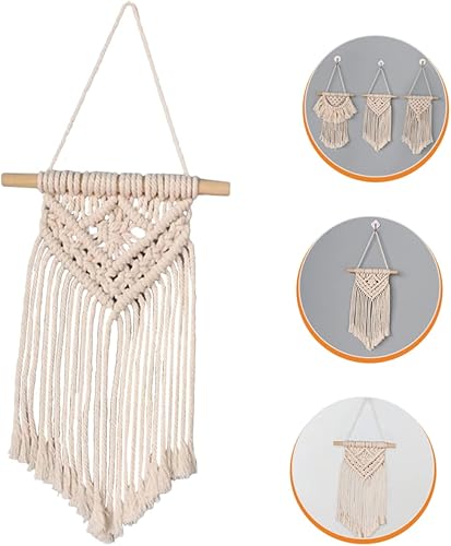 Miniatura 7 de Garneck Tapiz de pared de macramé para colgar en la pared, tapiz tejido de macramé, tapiz para colgar en la pared, tapiz con borlas, tapiz para