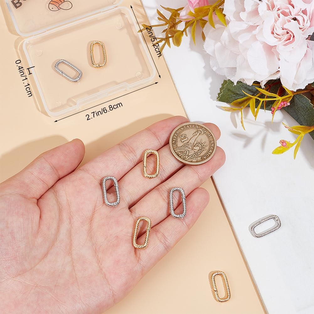 Beebeecraft 10Pcs Jewelry Oval Clasp Gate Ring 18K Gold & Platinum Plated Brass Snap Hooks Carabiner Clasp Keyring Buckle Spring Clip for Jewelry Making Supplies Necklace Bracelet DIY Craft 0.35x0.7in