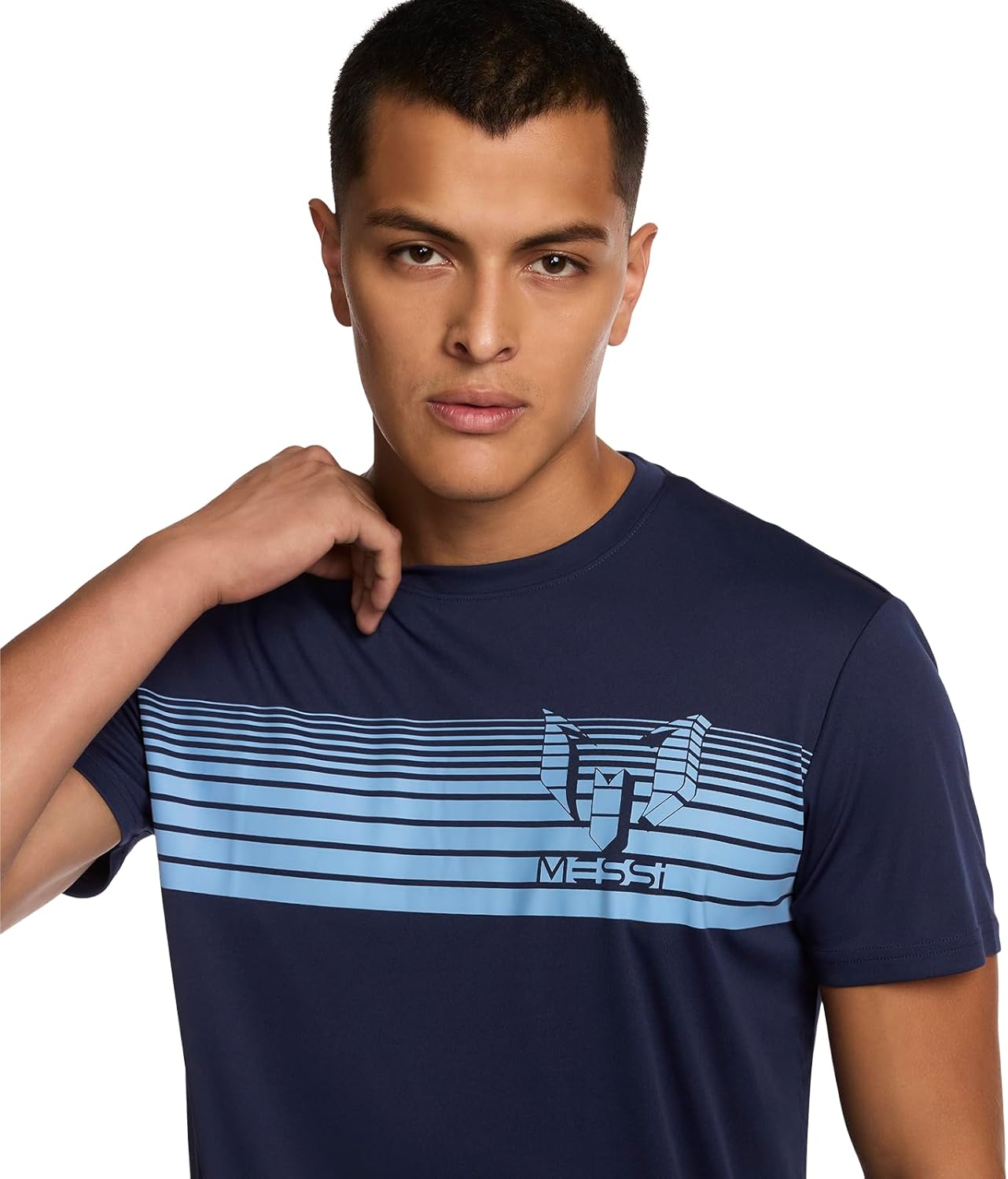 Messi mens Chest Stripe Logo Tee, Lifestyle Short Sleeve T-shirt, Standard Fit With Graphic - Image 5