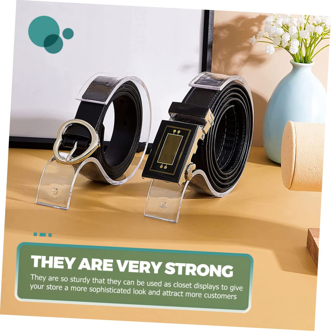 Garneck 5pcs Acrylic Belt Display Stand Belt Holder Stand Display Mount Organizer Buckle Holder