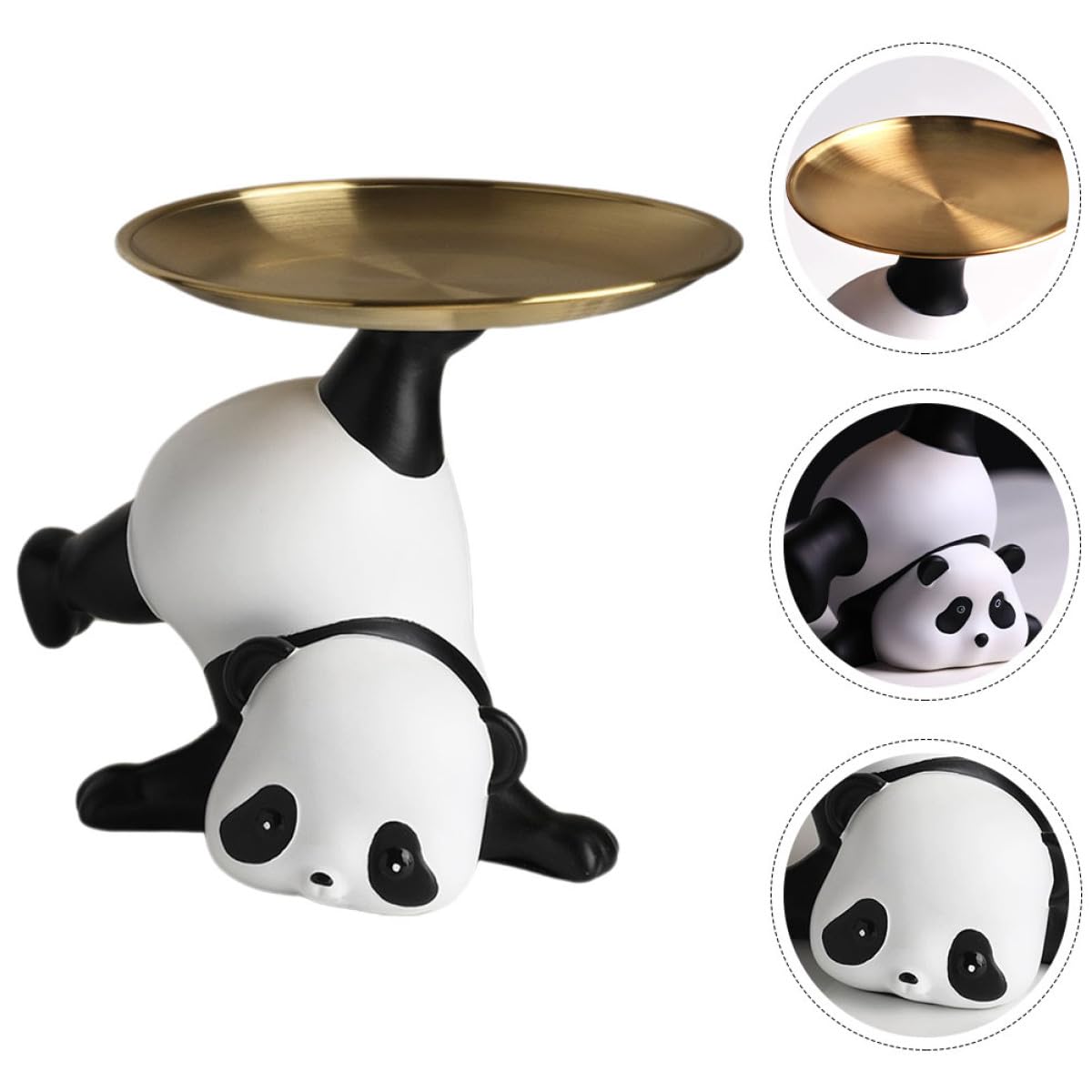 Vassoio Acciaio in Facile e da Pulire Multifunzione Inossidabile a Porta Chiavi Resina Decorazione Unica Forma di Panda Ingresso Casa per Arredamento Casa Nuova