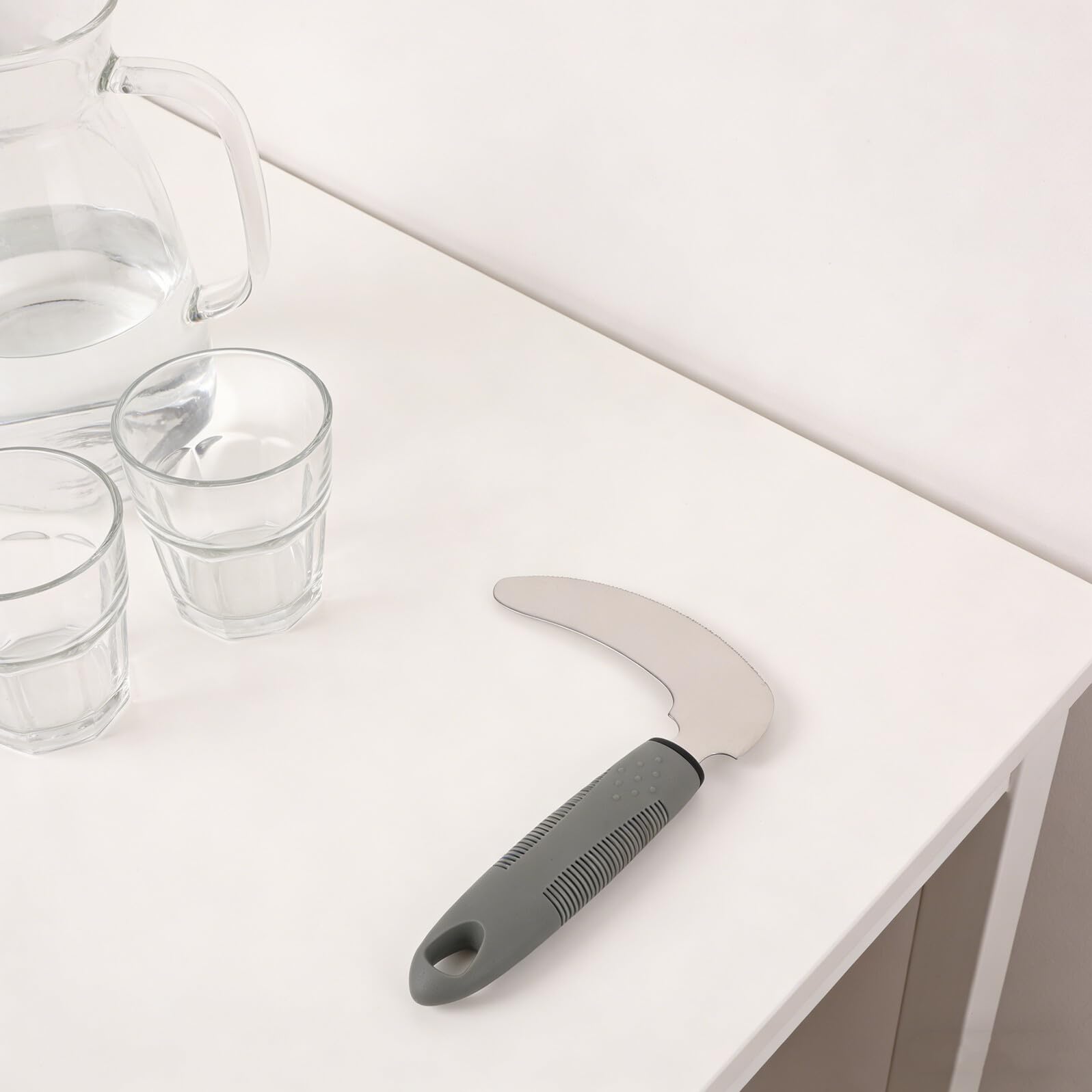 Couteau de Repas Adaptatif en Acier Inoxydable pour Personnes Âgées | Poignée Ergonomique en Pp, Forme Inclinée, Prise Antidérapante et Conception Anti-vibrations, Usage en Maison de Retraite