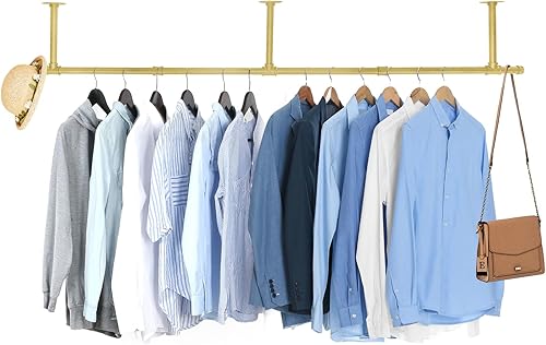 Soporte de techo industrial para ropa de tubería de 72 pulgadas para colgar barra de barra para lavandería hasta carga máxima 135 libras