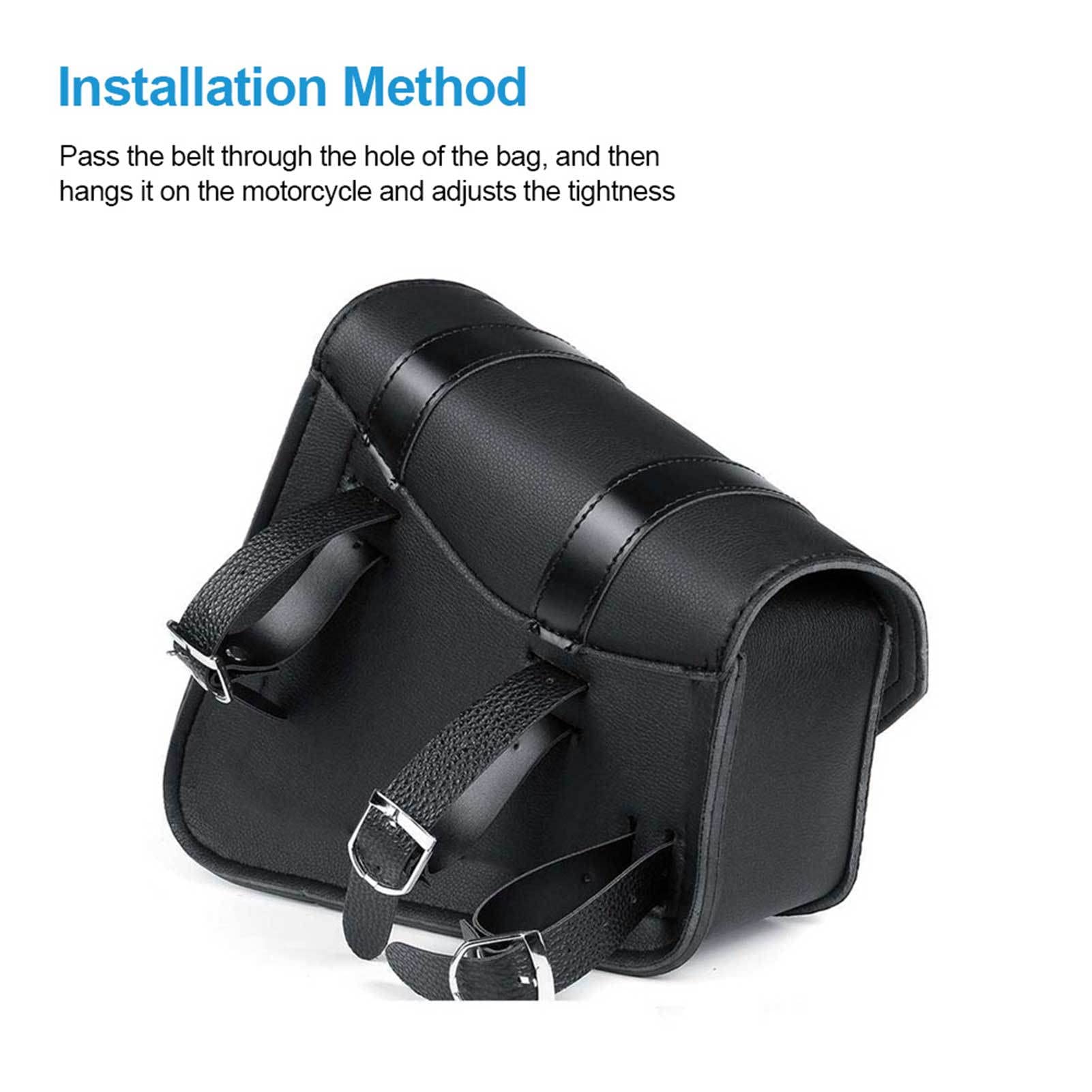 Pomurom Motorrad Satteltaschen Set 2-tlg | Leder-Optik | Wasserdicht & Abnehmbar | Retro Design Schwarz