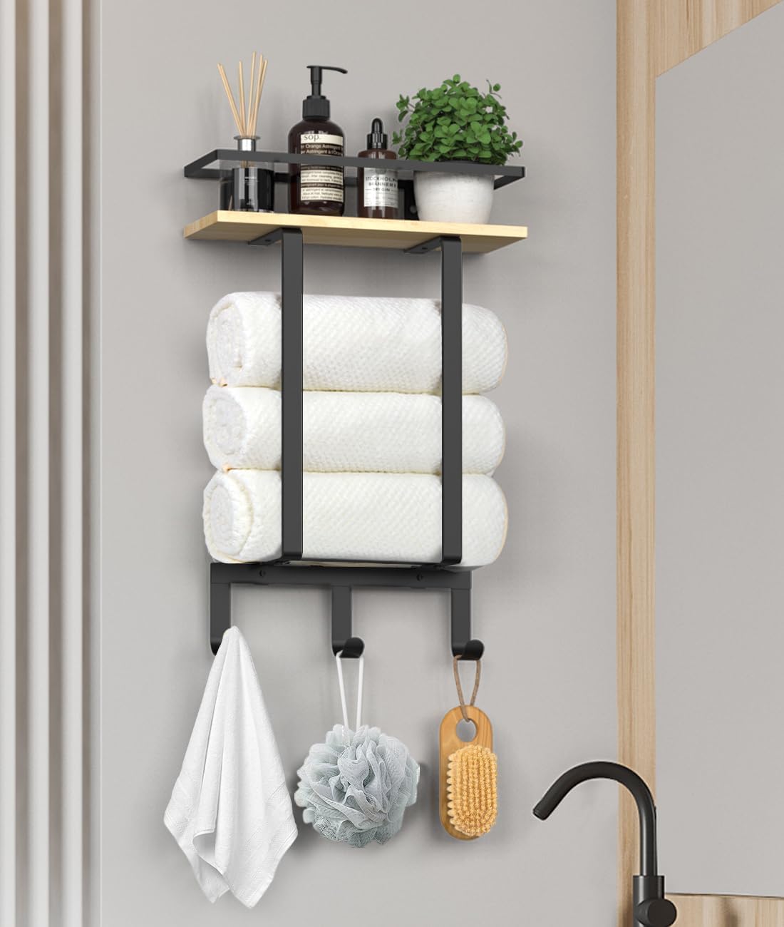 Luxspire Towel Racks Wall Mounted for Bathroom, Towel Holder Wall Mounted with