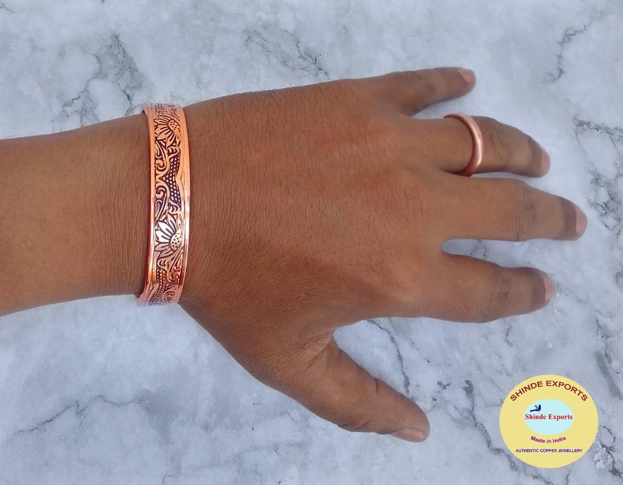 Pure Copper Adjustable Antique Plain Glossy Bracelet For Men and Women. Handmade Cuff/Indian copper jewelry - Image 6