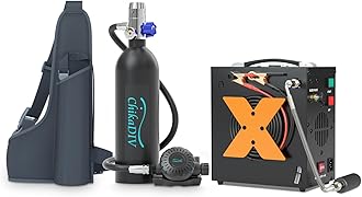 Mini Scuba Tank, 1L Lung Tank up to 15 Minutes Underwater Breathing for Snorkeling & Scuba Diving Tank for Exploration Emergency