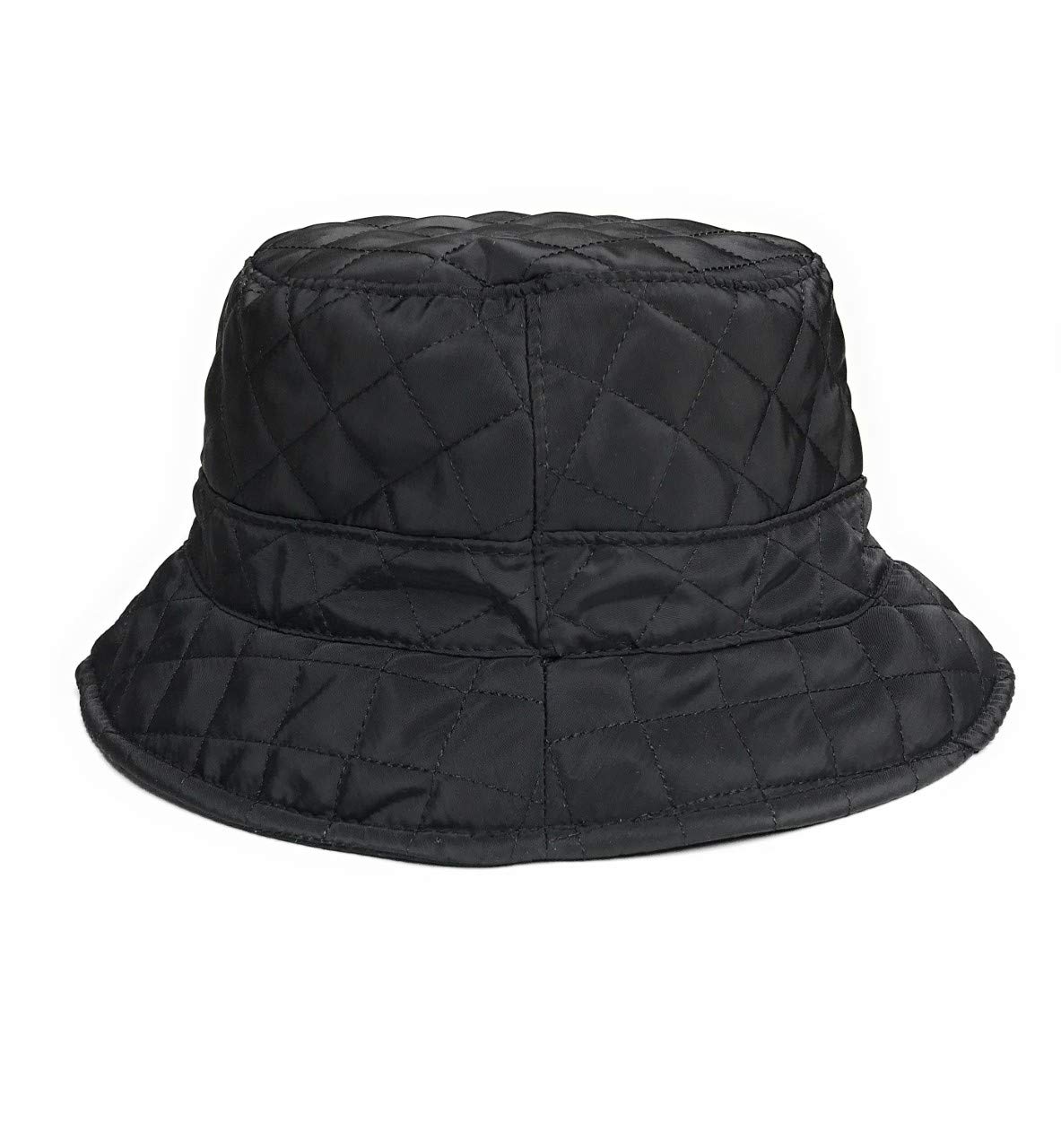 Kgm Unisex Black Stylish Designer Water Resistant Quilted Bucket Hat (Black)
