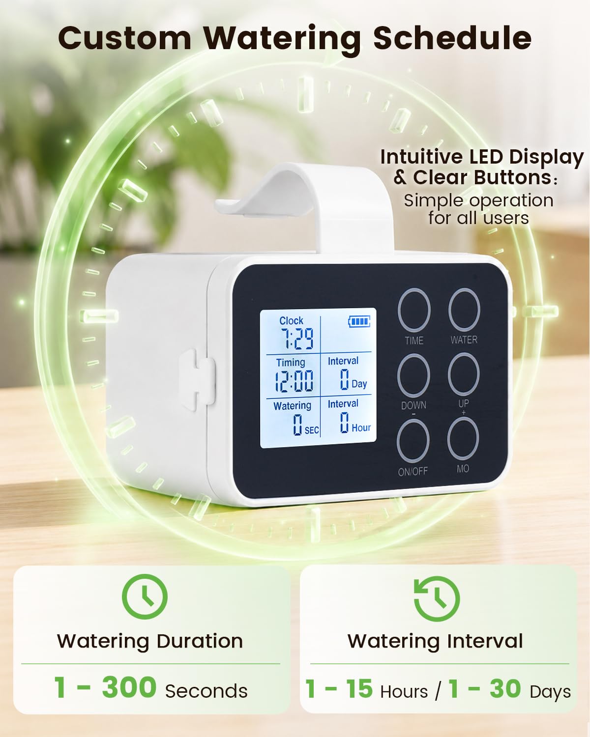 BAOSHISHAN Regador automático de plantas para interiores con emisor de pulverización y goteo 2 en 1 mejorado, dispositivo de riego de plantas de vacaciones con temporizador programable, sistema de