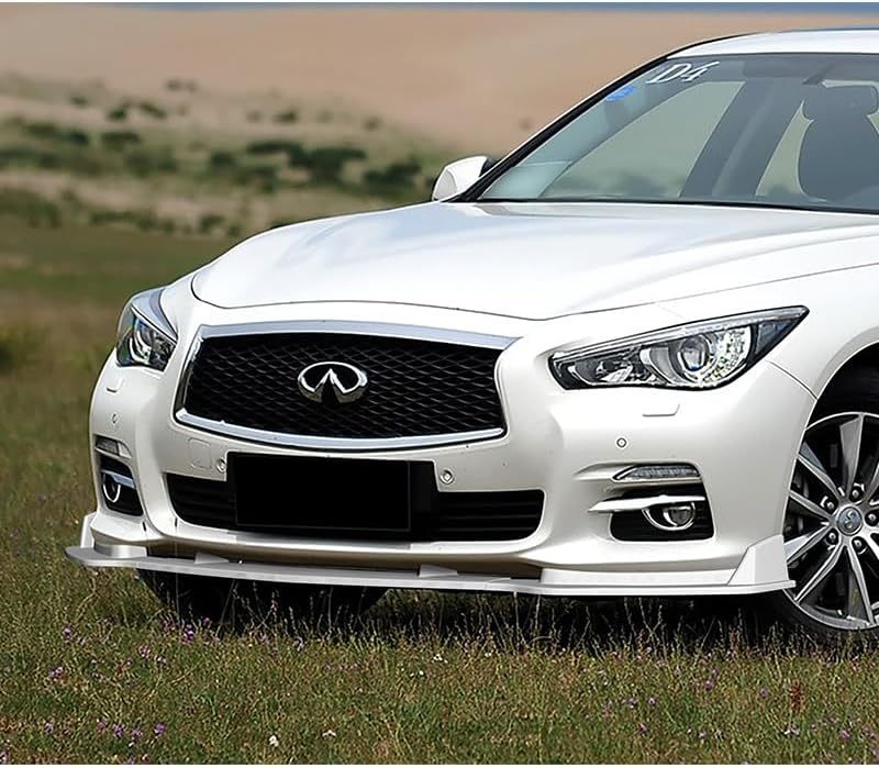 EPARTS 3 Pieces Front Bumper Lip Spoiler Side Body Kit Trim Protection Compatible with 2014-2017 Infiniti Q50, 2015 2016 (Painted White)