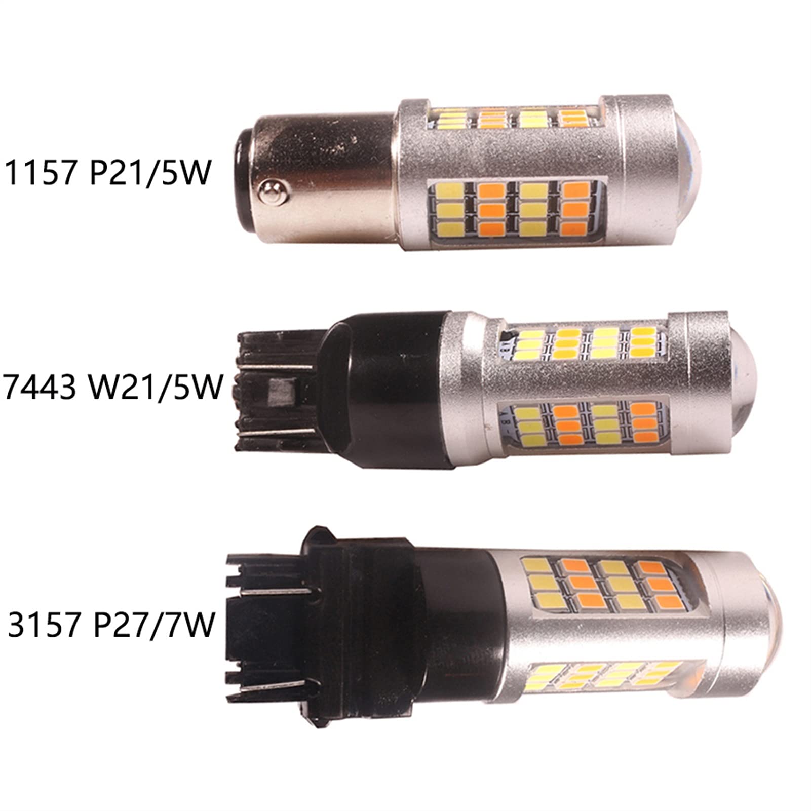Żarówka ledowa 2 sztuk Dual Color Led Cebuls do samochodów DRL & Turn Lights 2835 42-SMD 1157 Bay15d P21 / 5W T25 3157 P27 / 7W T20 7443 W21 / 5W (Color : White to Amber, Size : 1157 BAY15D)