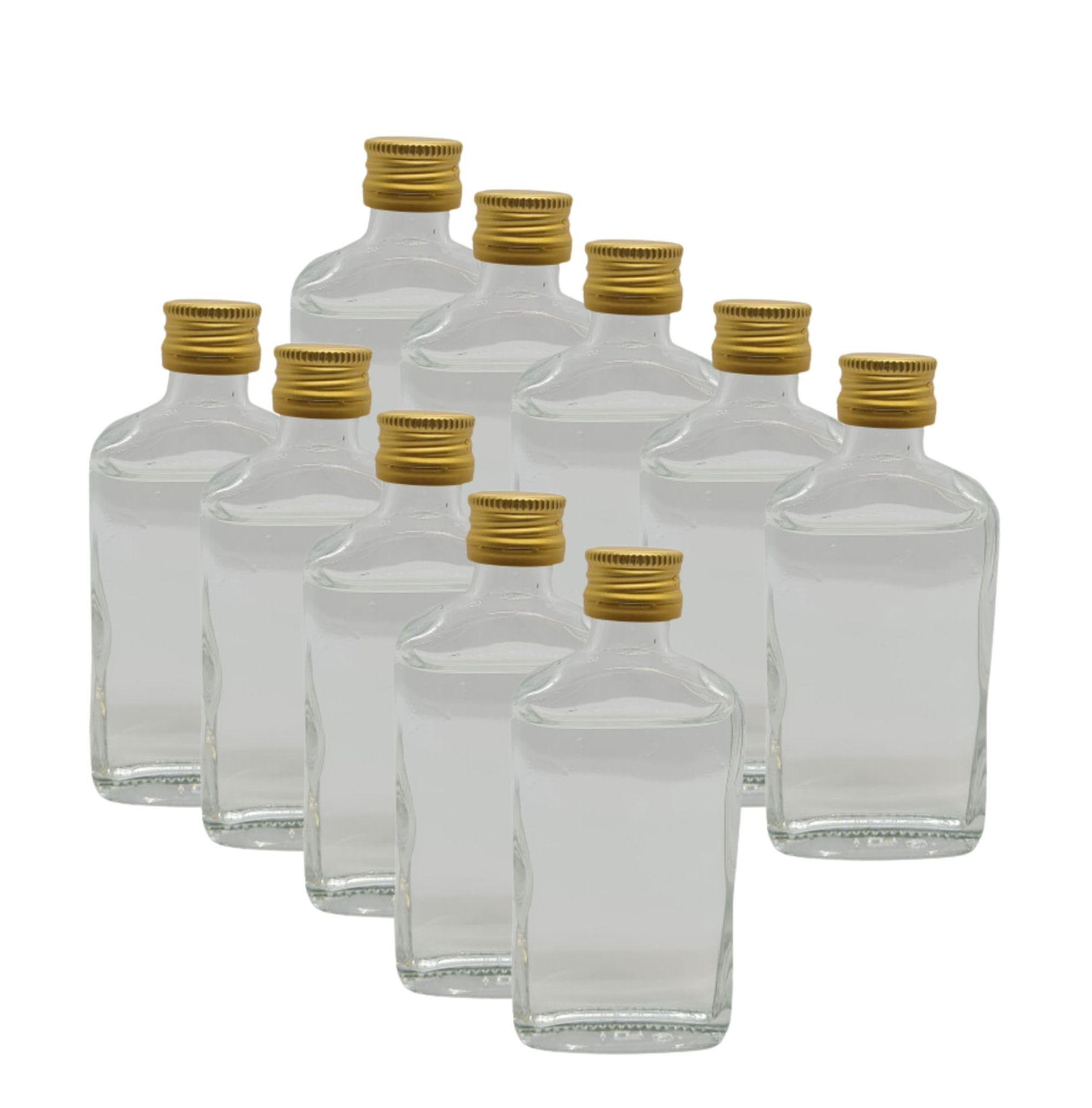 Diah Do It At Home Clear Set Of 50X 50Ml Miniature Glass Bottles With Gold Lids - Professional Diy Liqueur Gift Set For Homemade Spirits, Gin, Rum & Brandy - Small Airtight Sample Bottles For Craft