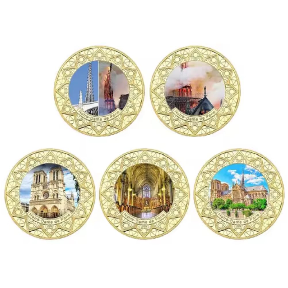 France Notre-Dame De Paris Pièces De Collection Plaquées Or avec Porte-Monnaie Challenge Coin Souvenirs Cadeaux