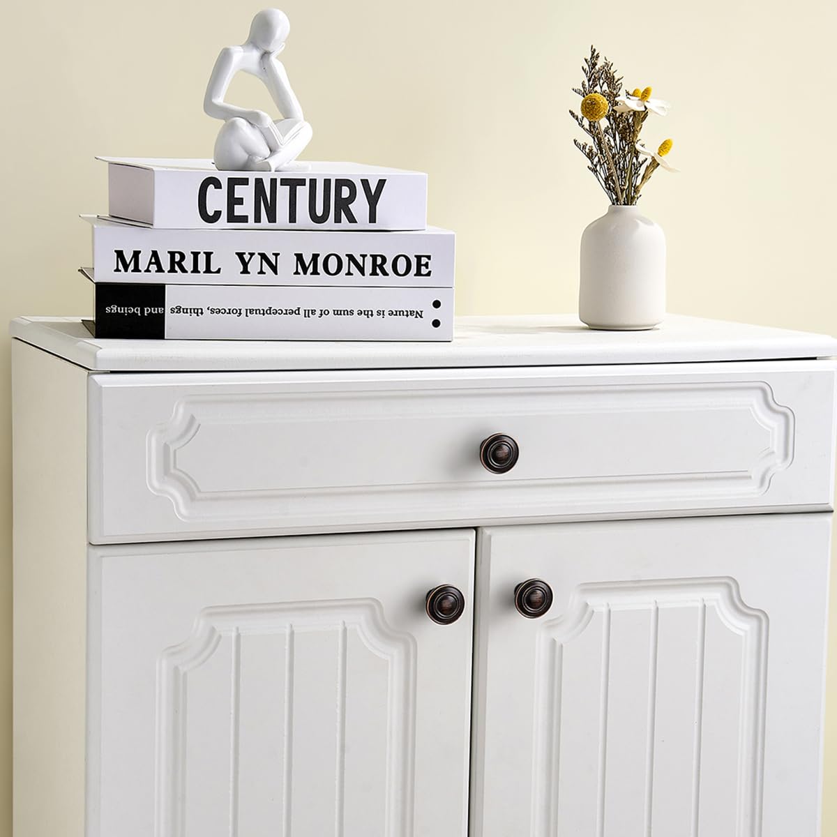 Pomos redondos para puerta – Paquete de 20 pomos de gabinete de bronce aceitado, pomos clásicos para puerta de gabinete de cocina, cajón de baño, tiradores de armario de dormitorio