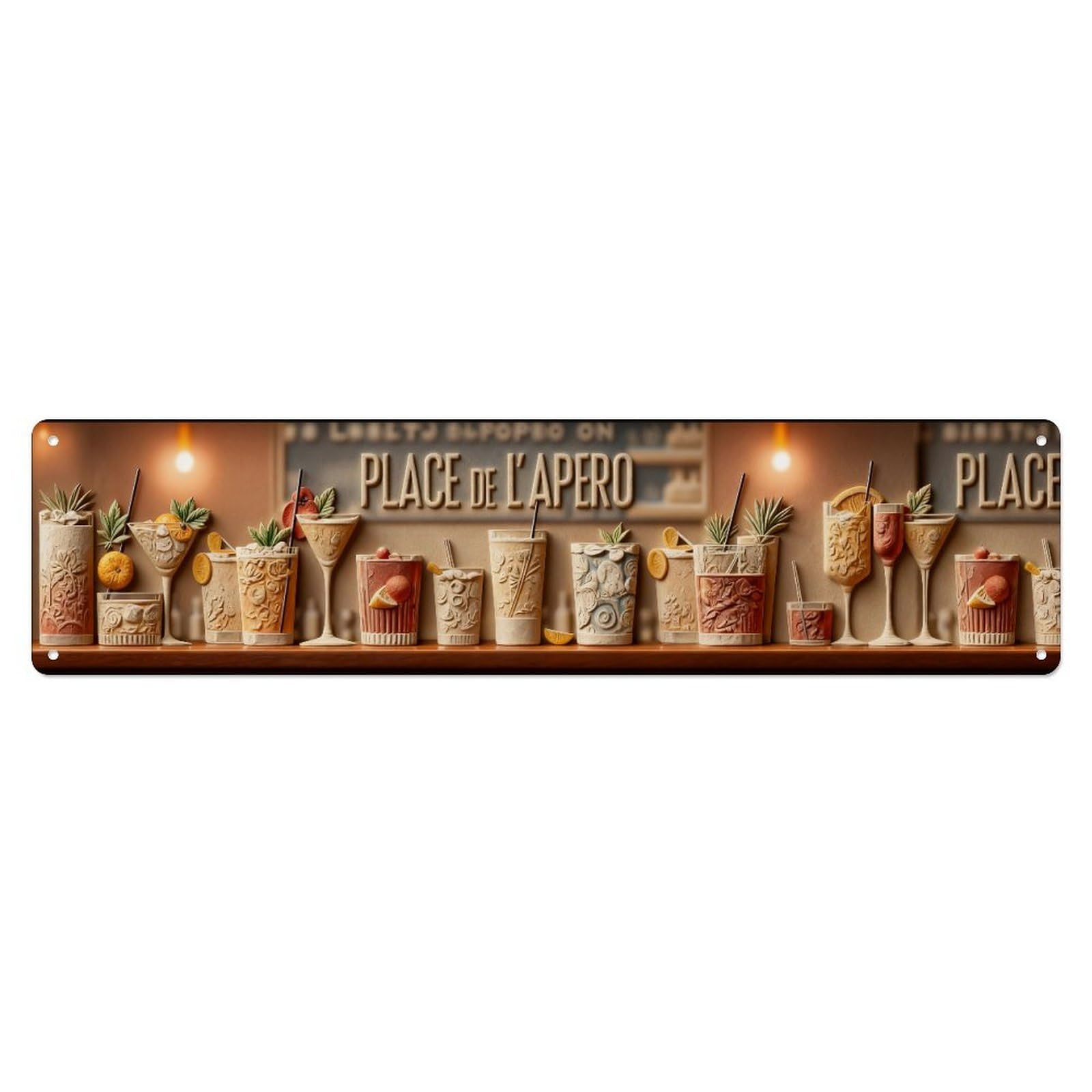 Cocktail Bar Scene Pattern Metal Tin Sign Plaque