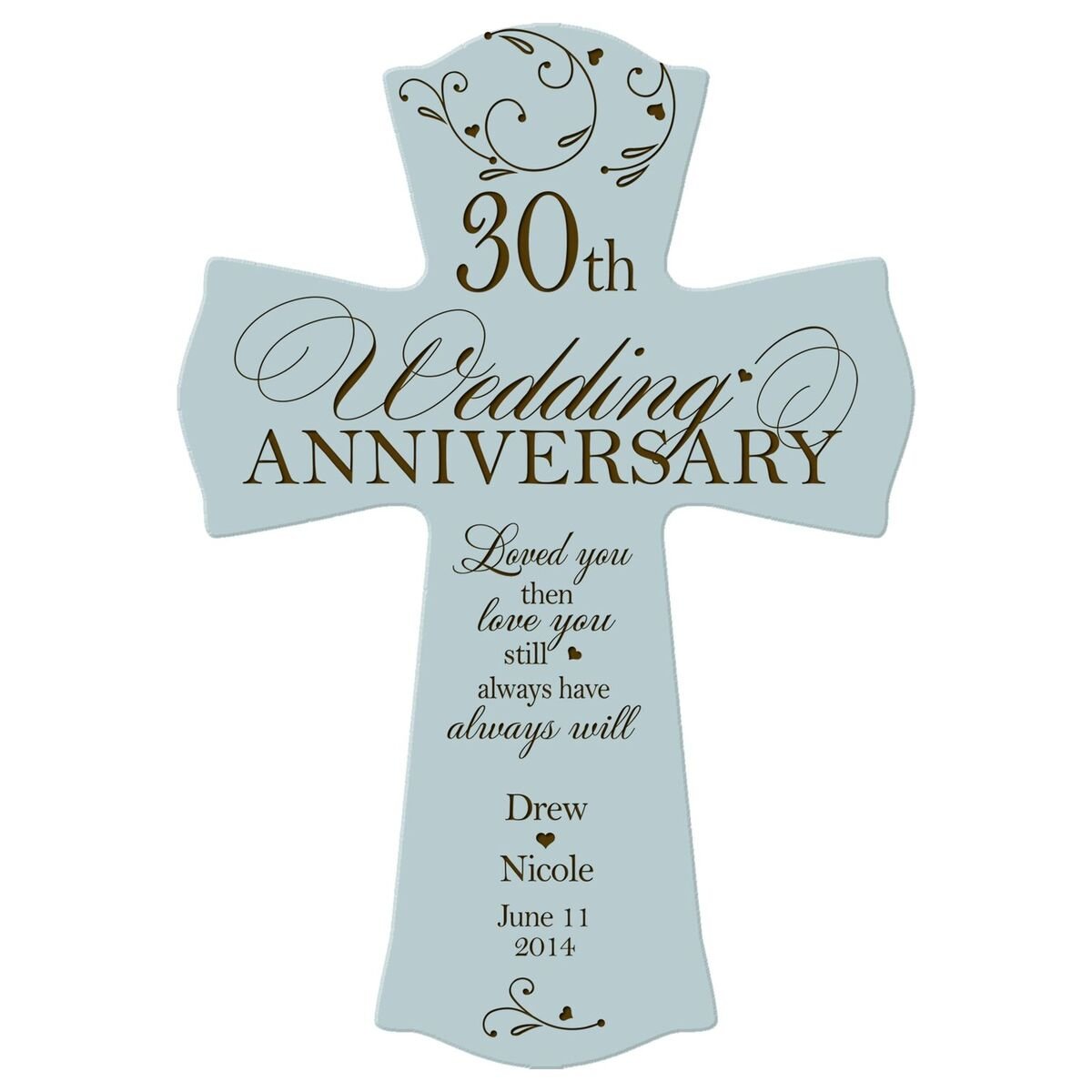 Personalized 30th Wedding Anniversary Wall Cross Gift for Couple 30 Year for Her, for Him Loved You 