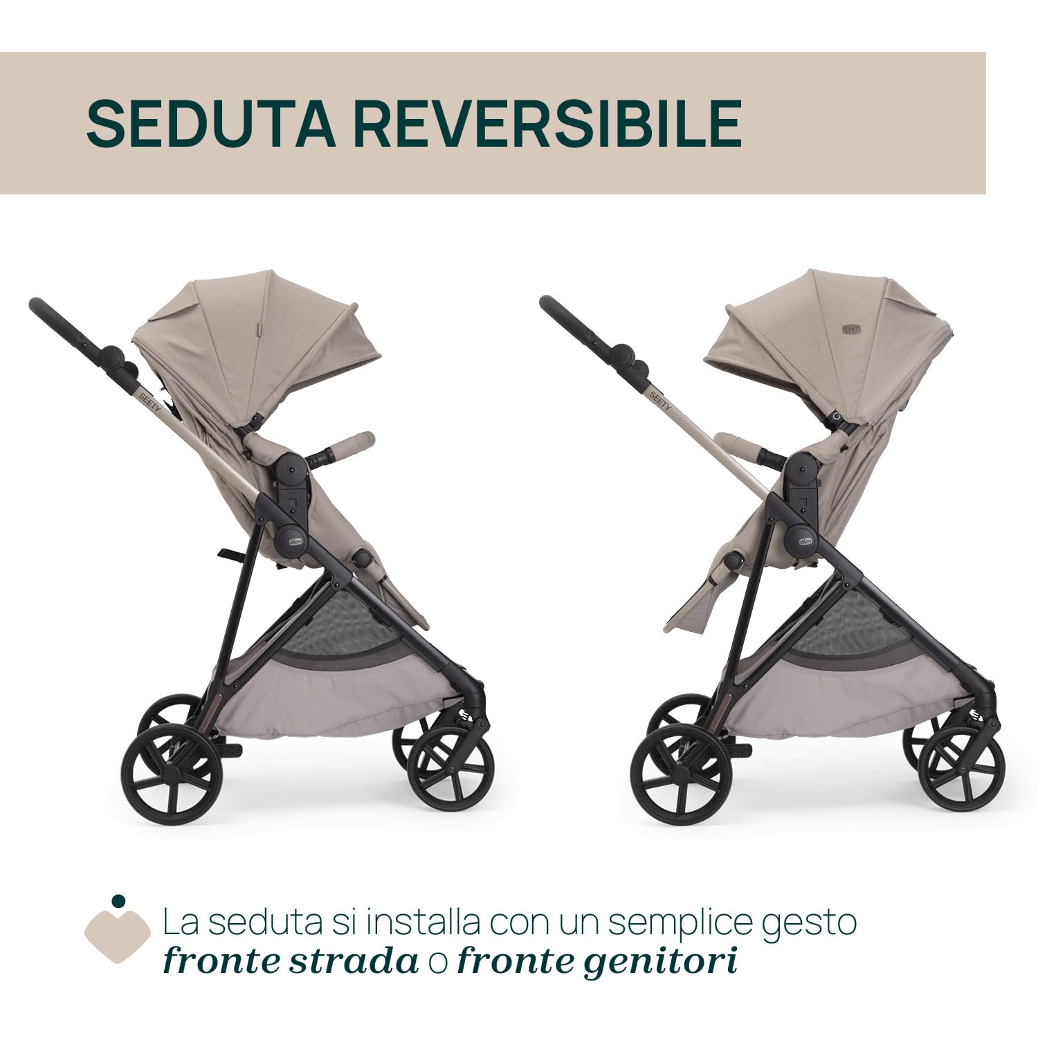 Chicco Passeggino Seety Leggero Compatto Pieghevole Reclinabile 0-4 Anni 22kg