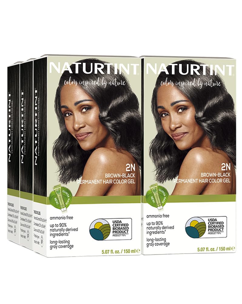 2N Brown Black Permanent Hair Color (Pack of 6), Ammonia Free, Vegan, Cruelty Free, up to 100% Gray Coverage, Long Lasting Results (Packaging may vary)