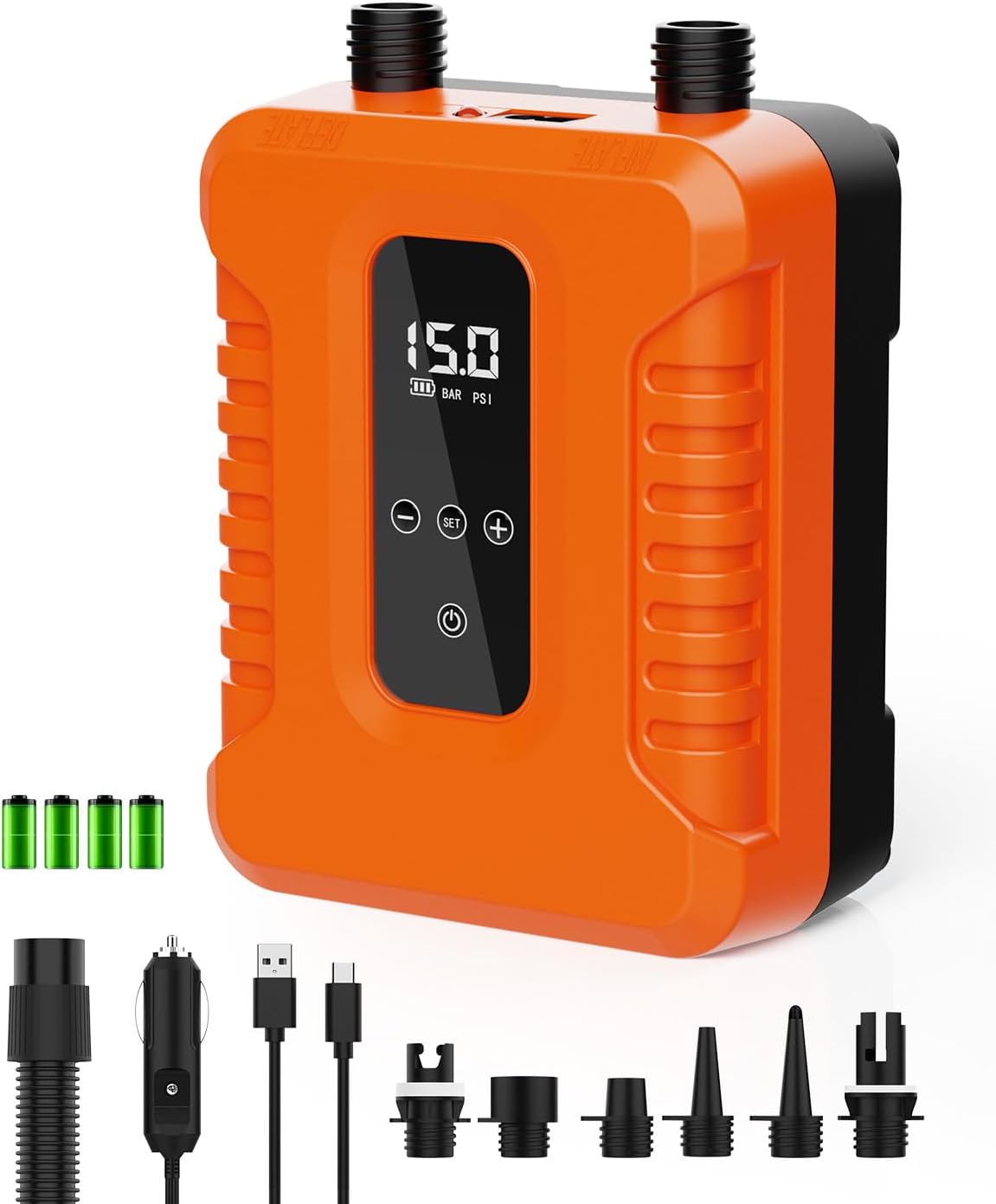 SUP Pumpe Elektrisch,Wiederaufladbar,Stand Up Paddle Pumpe Elektrisch mit Auto-Stopp,Sup Kompressor Doppelstufig,Luftpumpe Elektrisch SUP mit LED Display,für Camping,Reisen,See und Strand