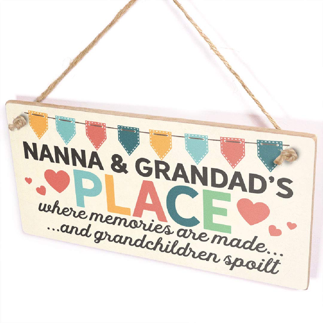 Nanna and Grandad's Place Where Memories are Made and Grandchildren Spoilt Sign - Grandparent Gift Sign