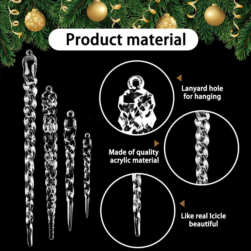 JOLCEEY 24pcs Clear Christmas Tree Pendants - Image 3