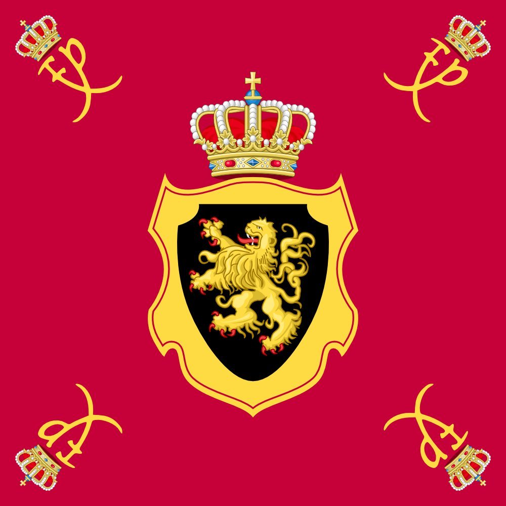 Drapeau Étendard royal du roi des Belges grand format tissu résistant anti-effilochage pour extérieur