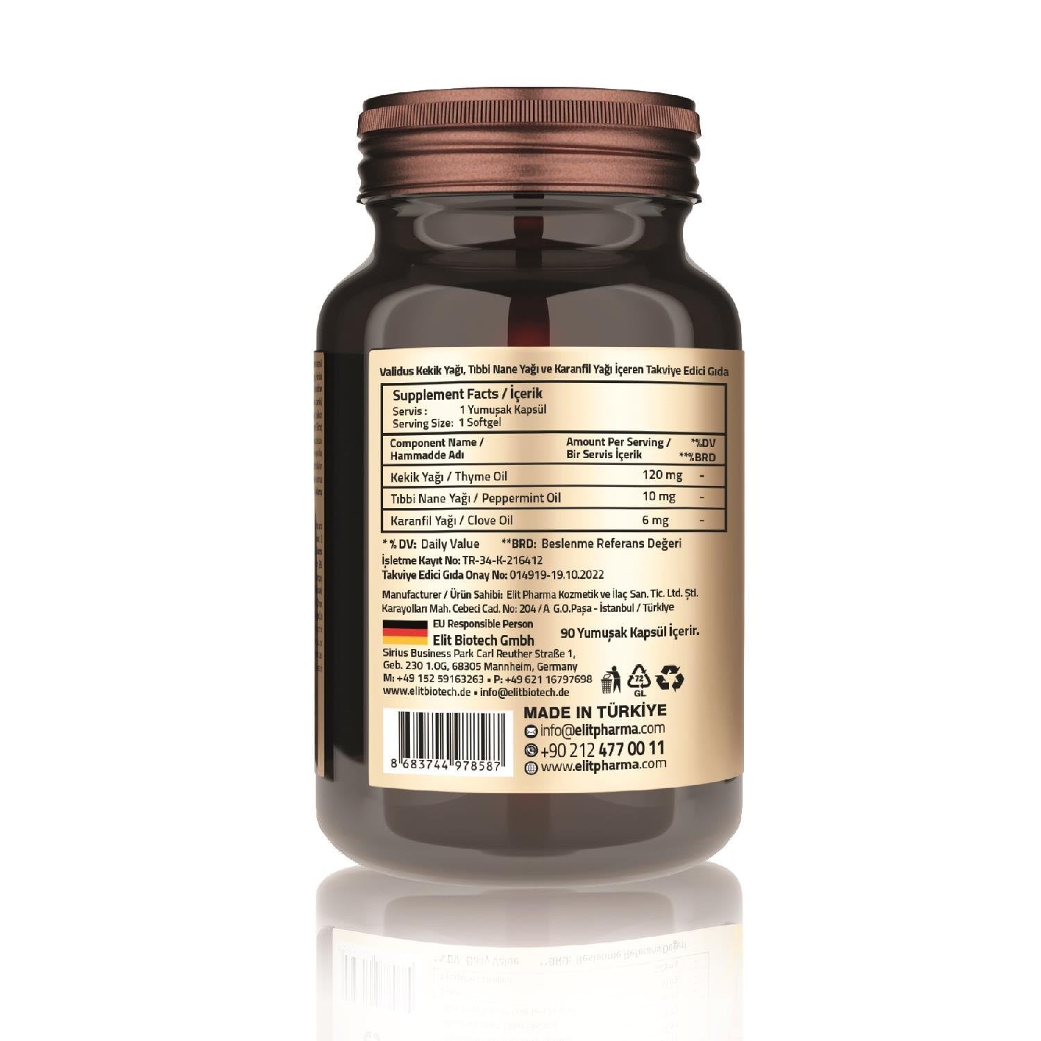 VALIDUS Olio di chiodi di garofano alito fresco + olio di origano + olio di menta piperita 90 Softgel