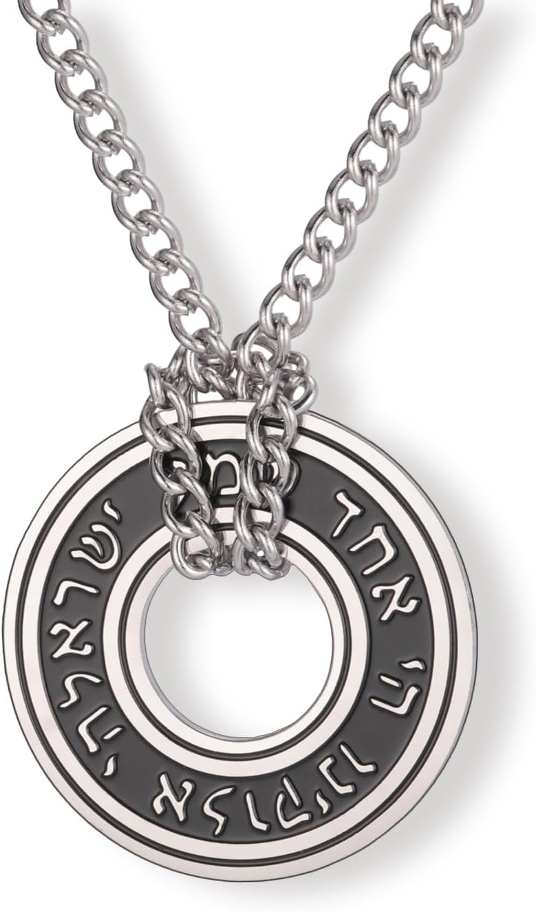 Amaxer Shema Yisrael Adjustable Necklace for Unisex Stainless Steel Hebrew Kabbalah Blessing Jewish Religious Jewelry