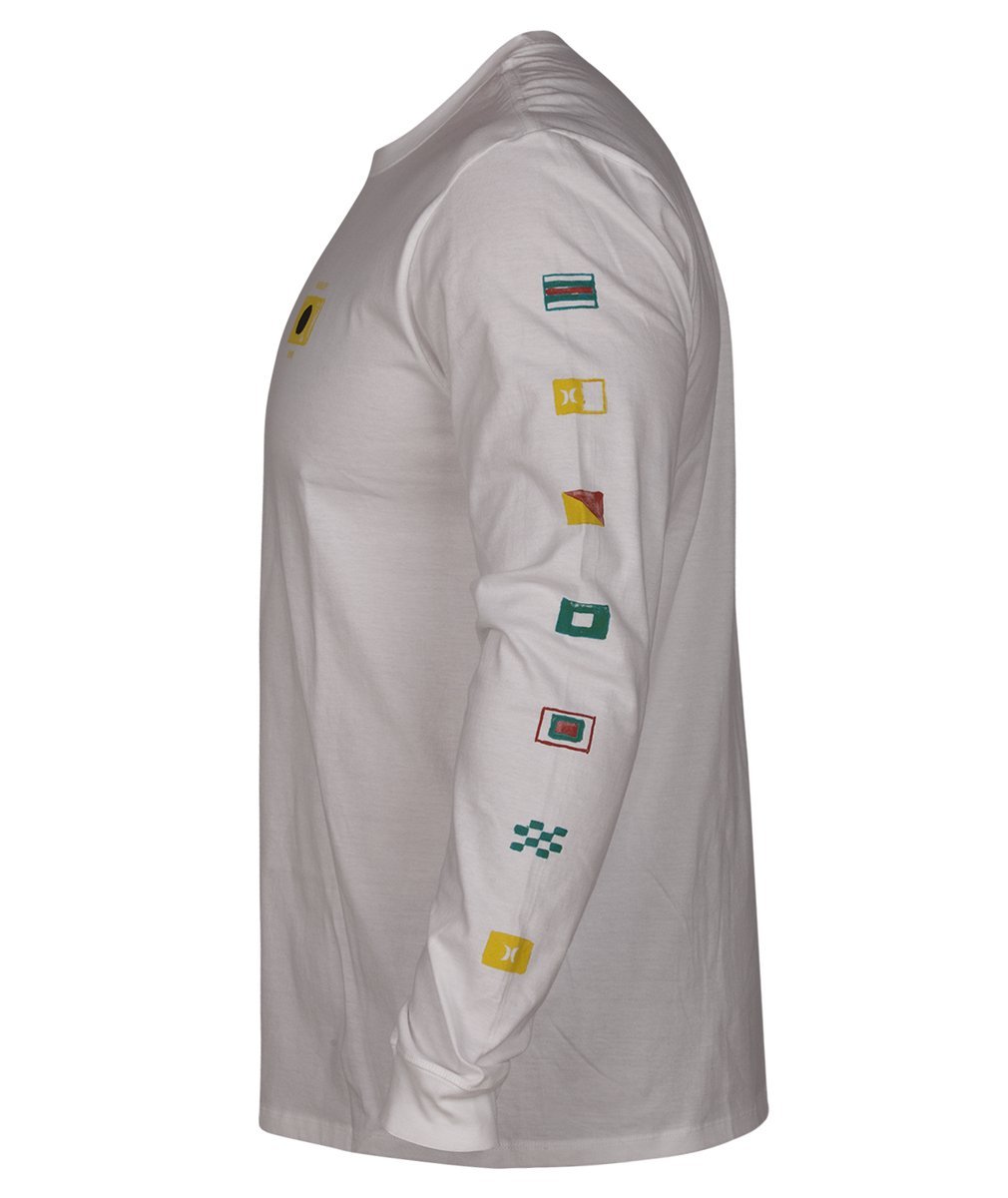 Hurley AJ1754 Men's Premium Seaworthy Tee Long Sleeve, White - Small