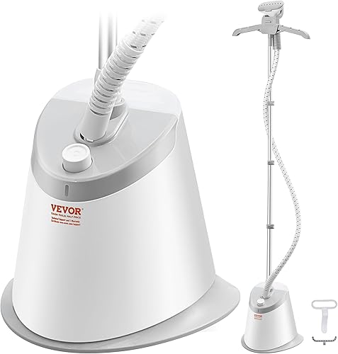 VEVOR Vaporizador de pie con colgador plegable para ropa, tanque de agua de 1.7 L durante 90 minutos de vapor continuo, se calienta en 45 segundos y