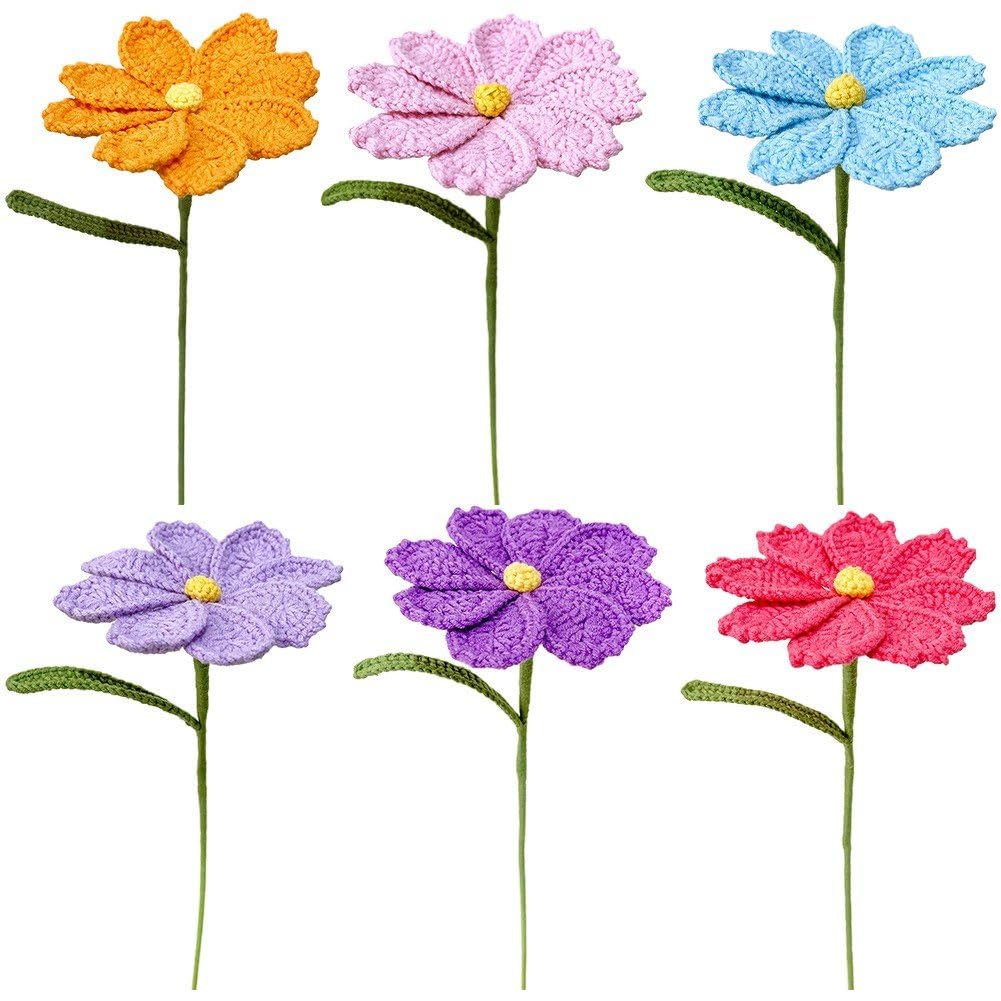 Fleurs au crochet faites main, bouquet artificiel tissé haut de gamme
